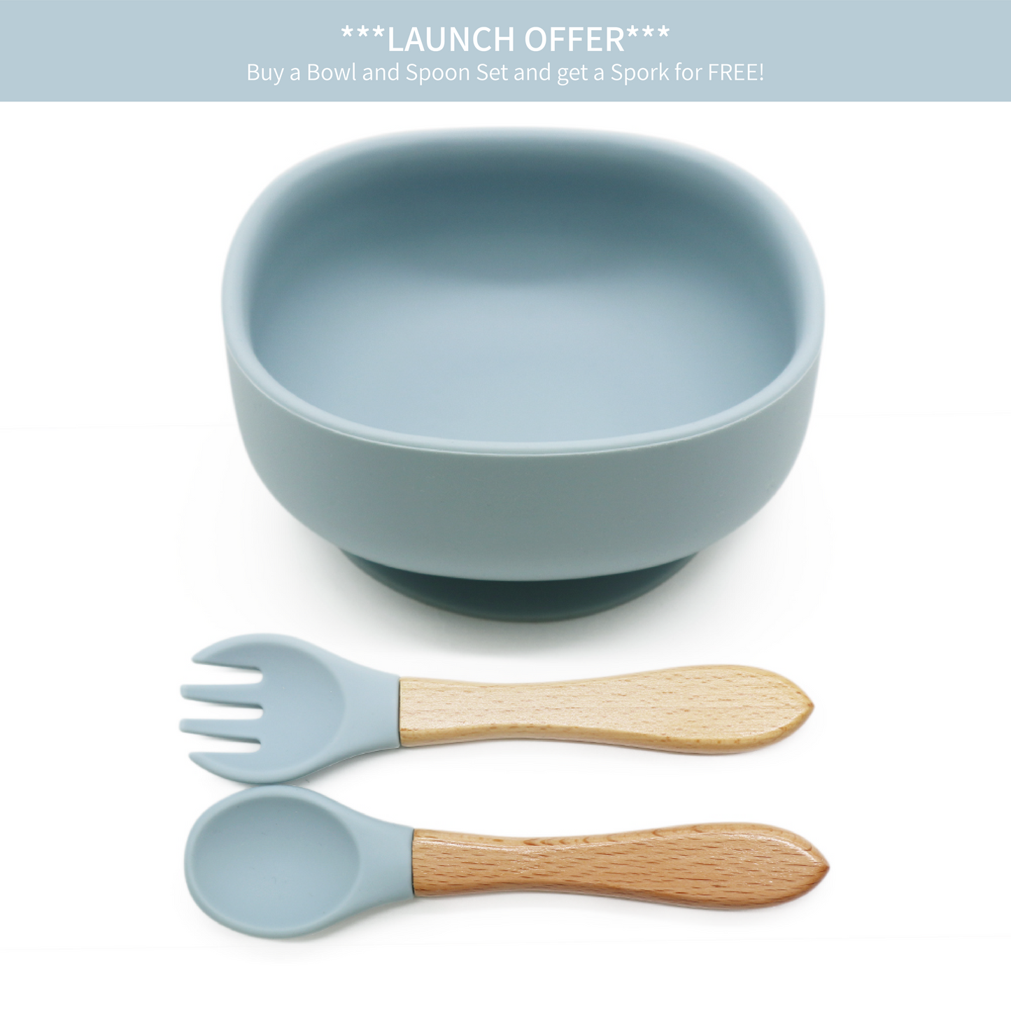 Silicone Square Bowl and Spoon Set